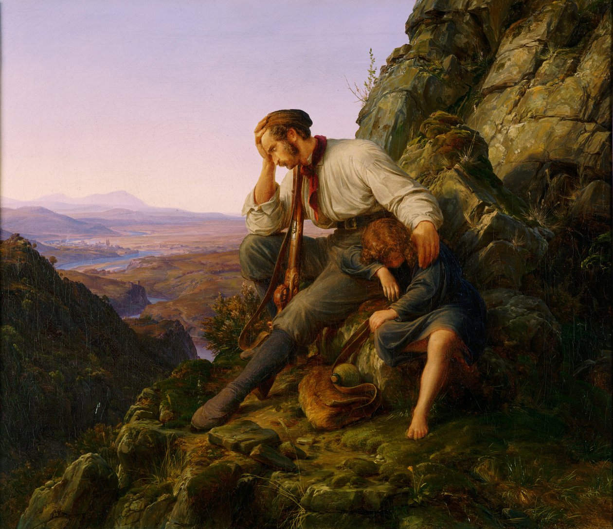 Ryöstäjä ja hänen lapsensa, 1832 tekijältä Carl Friedrich Lessing