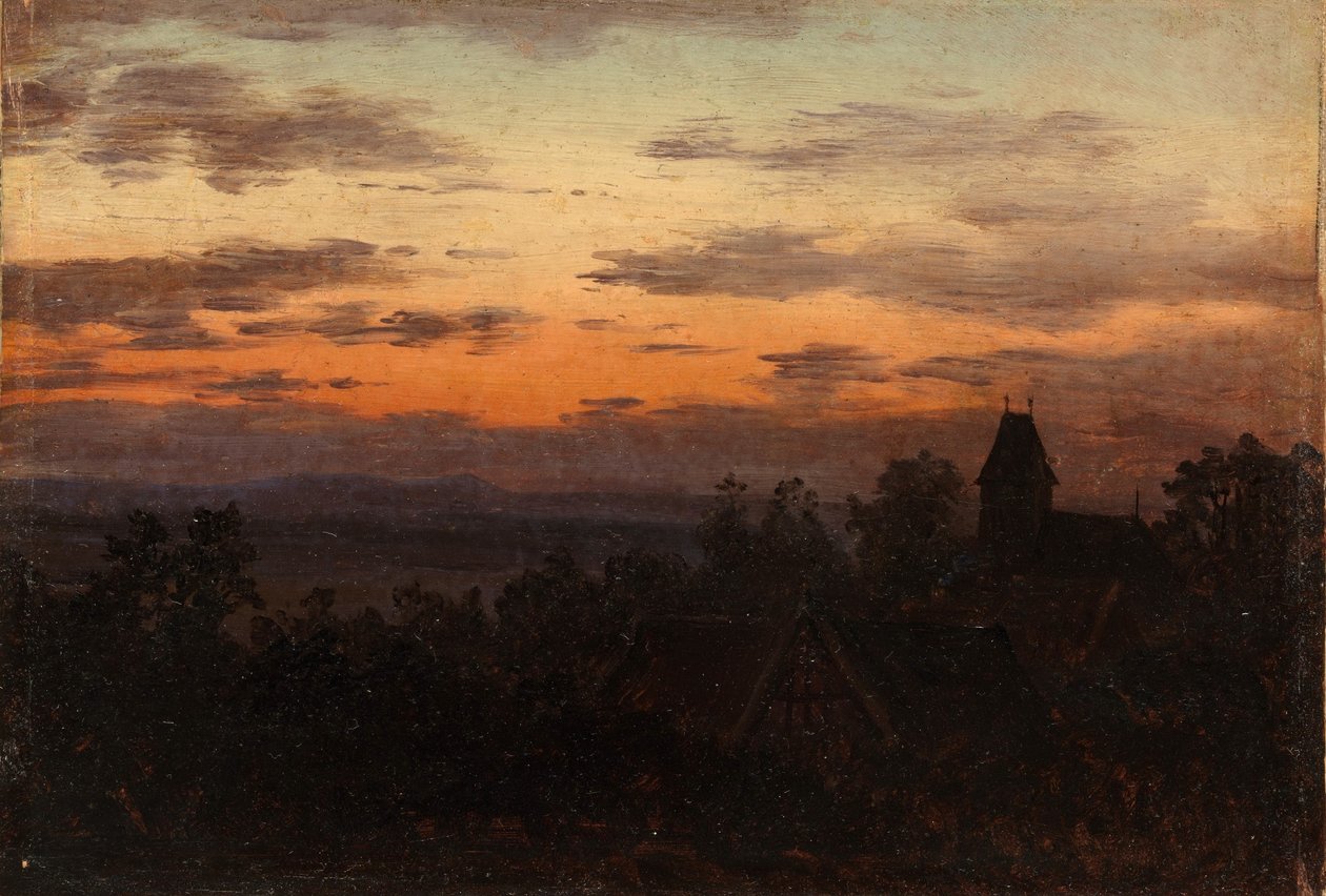 Maisema auringonlaskun aikaan tekijältä Carl Gustav Carus