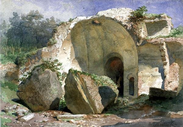 Serapiksen temppelissä, Villa Adriana, Tivoli". tekijältä Carl Haag