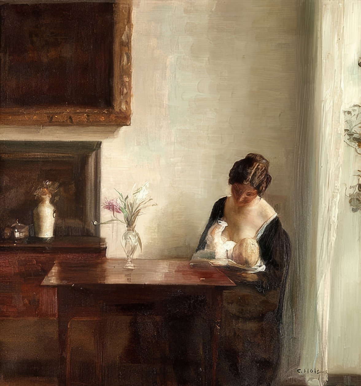Sisustus äidin ja lapsen kanssa tekijältä Carl Holsoe