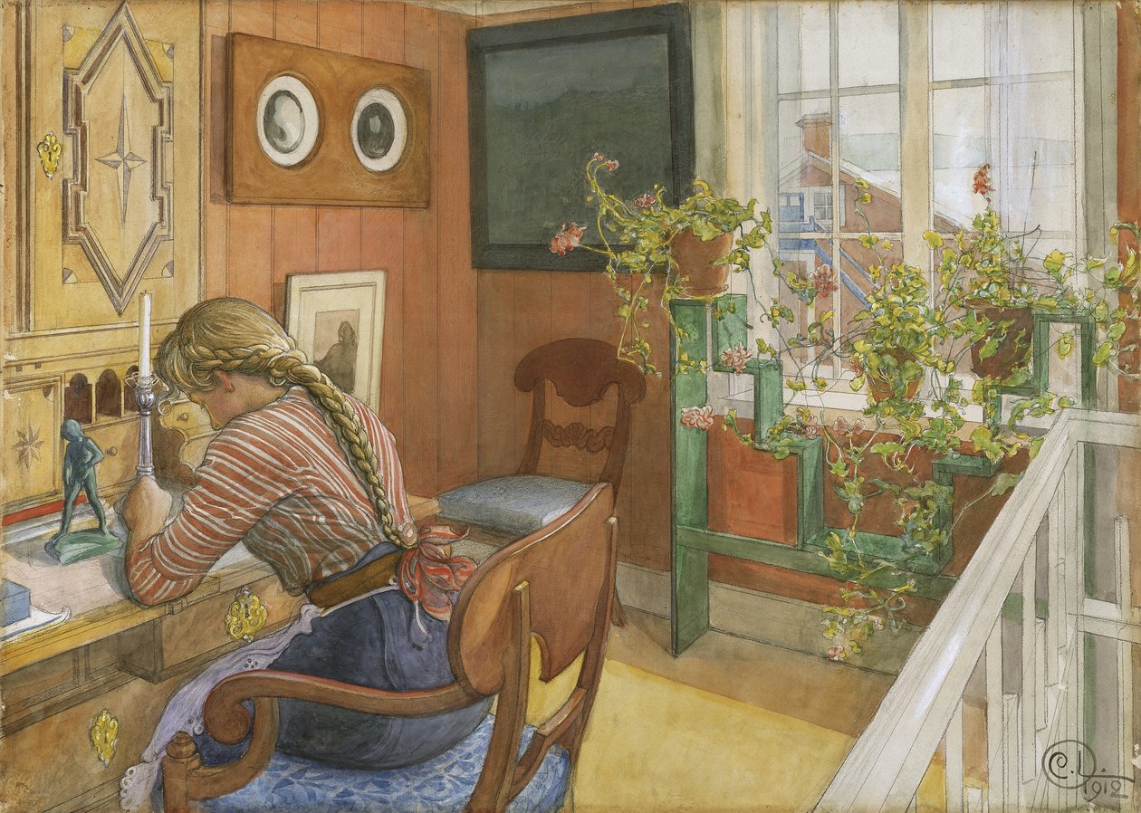 Kirjekirjoitus, 1912 (wc paperilla) tekijältä Carl Larsson