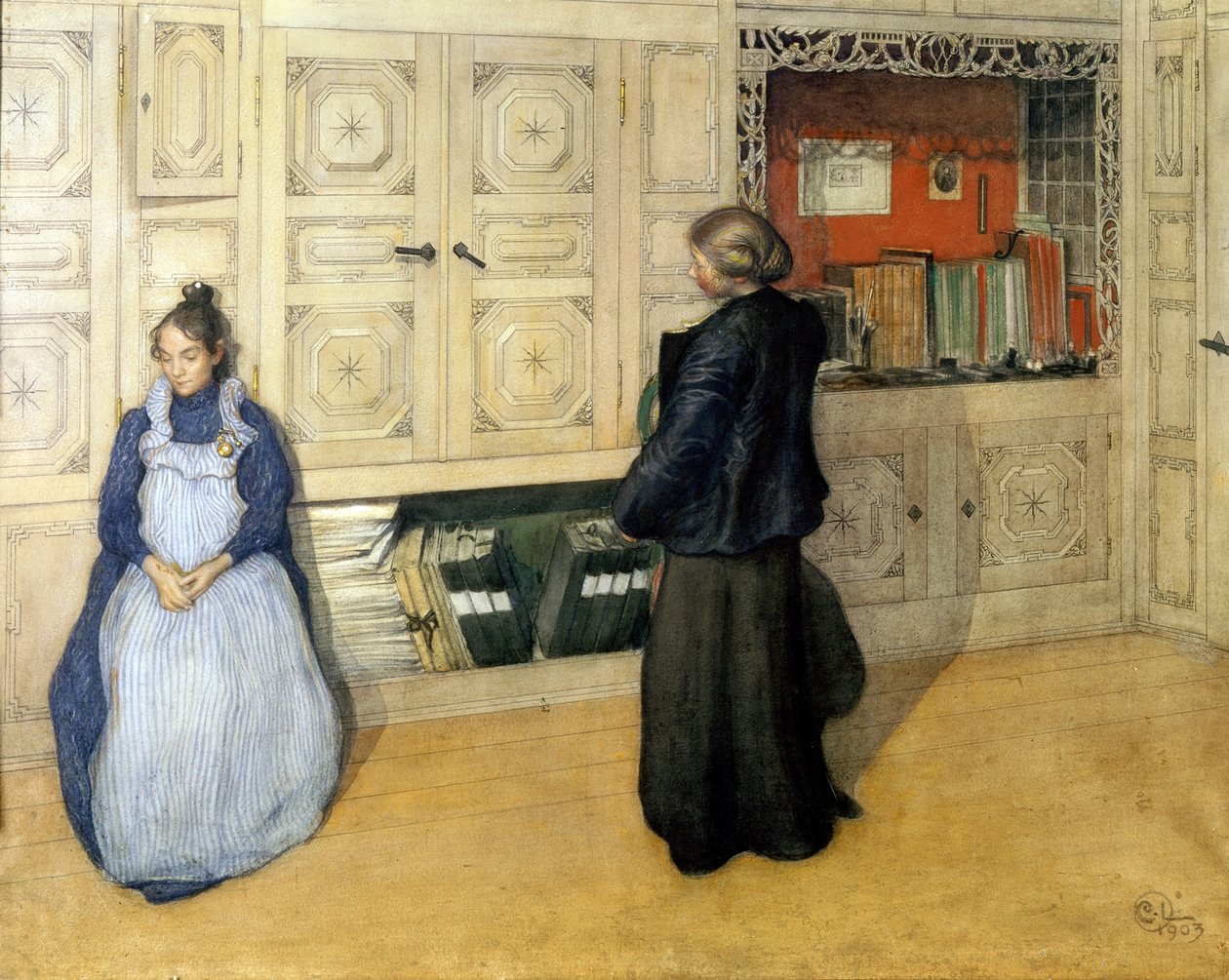 Äiti ja tytär tekijältä Carl Larsson
