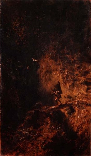 Matkustaja ylittää rotkon tekijältä Carl Spitzweg
