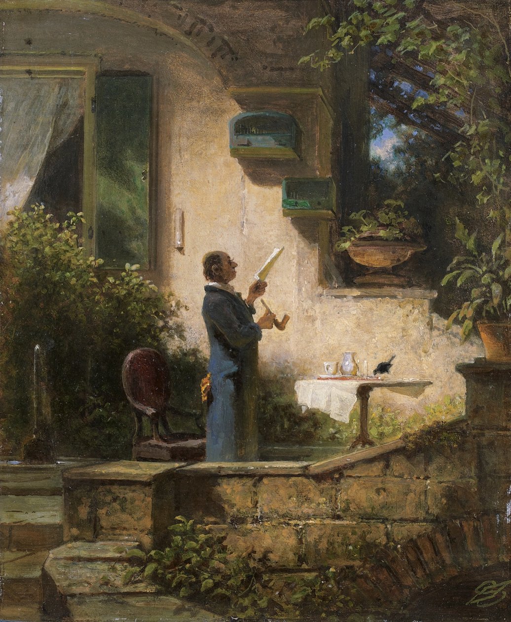 Tärkeä lähetys, 1870-luku tekijältä Carl Spitzweg