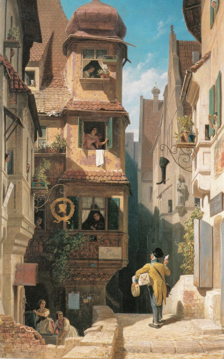 Der Briefbote im Rosenthal tekijältä Carl Spitzweg