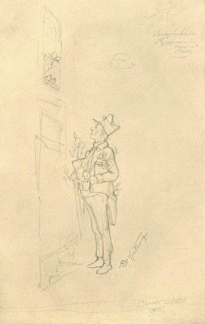 Der Gratulant, 1800-luvun puoliväli, loppu, n. 1924. tekijältä Carl Spitzweg
