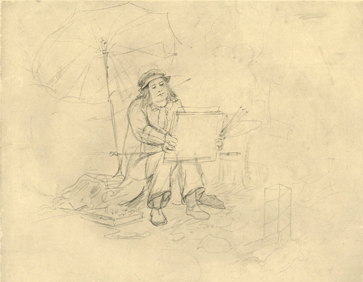 Der Landschaftsmaler II, 1800-luvun puoliväli, loppu, n. 1924. tekijältä Carl Spitzweg