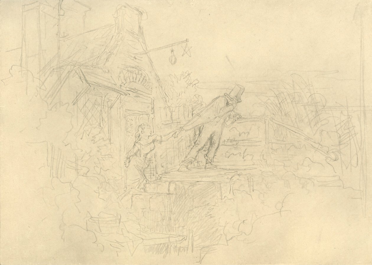 Der Zechpreller, 1800-luvun puoliväli, loppu, n. 1924. tekijältä Carl Spitzweg