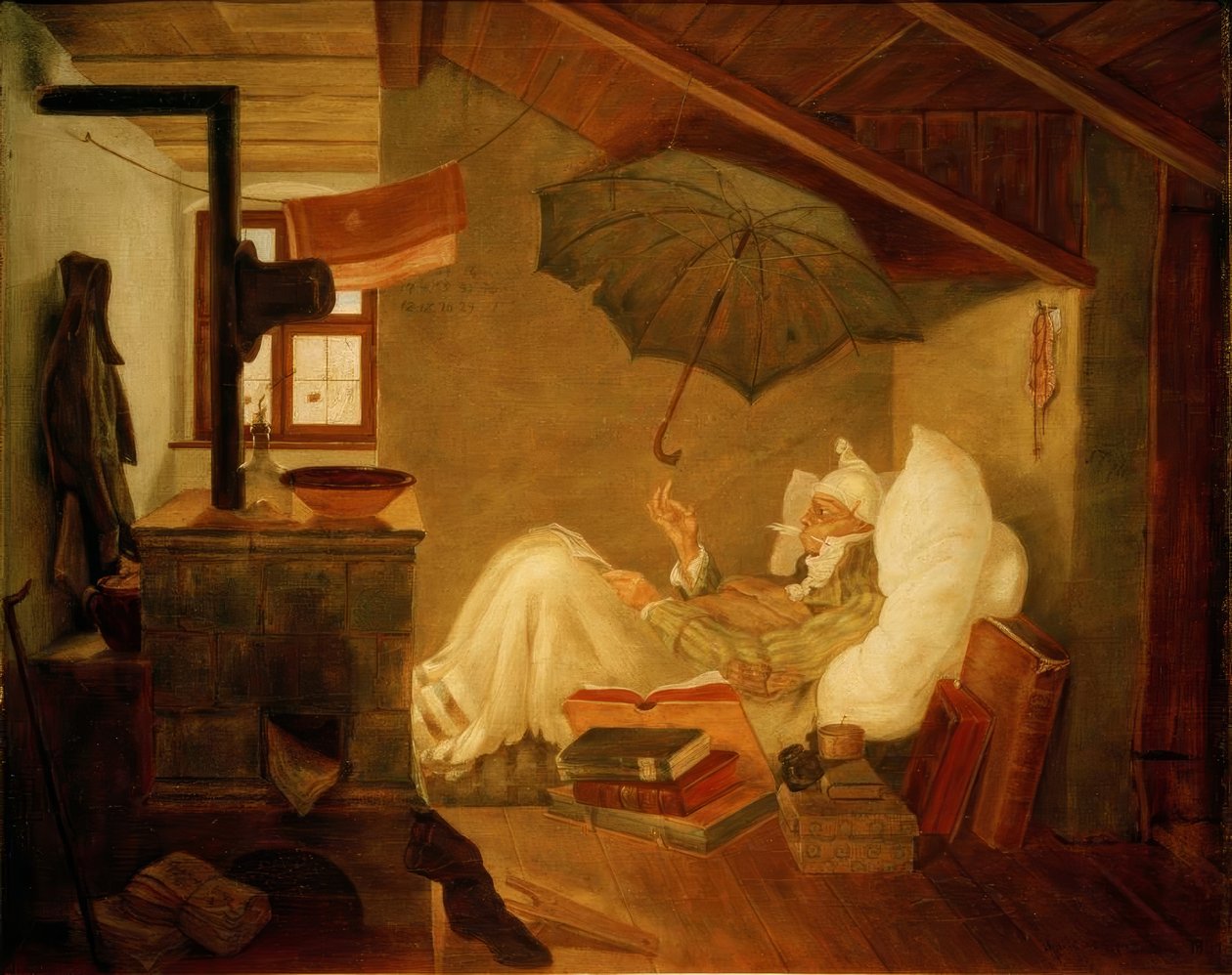 Der arme Runoilija tekijältä Carl Spitzweg