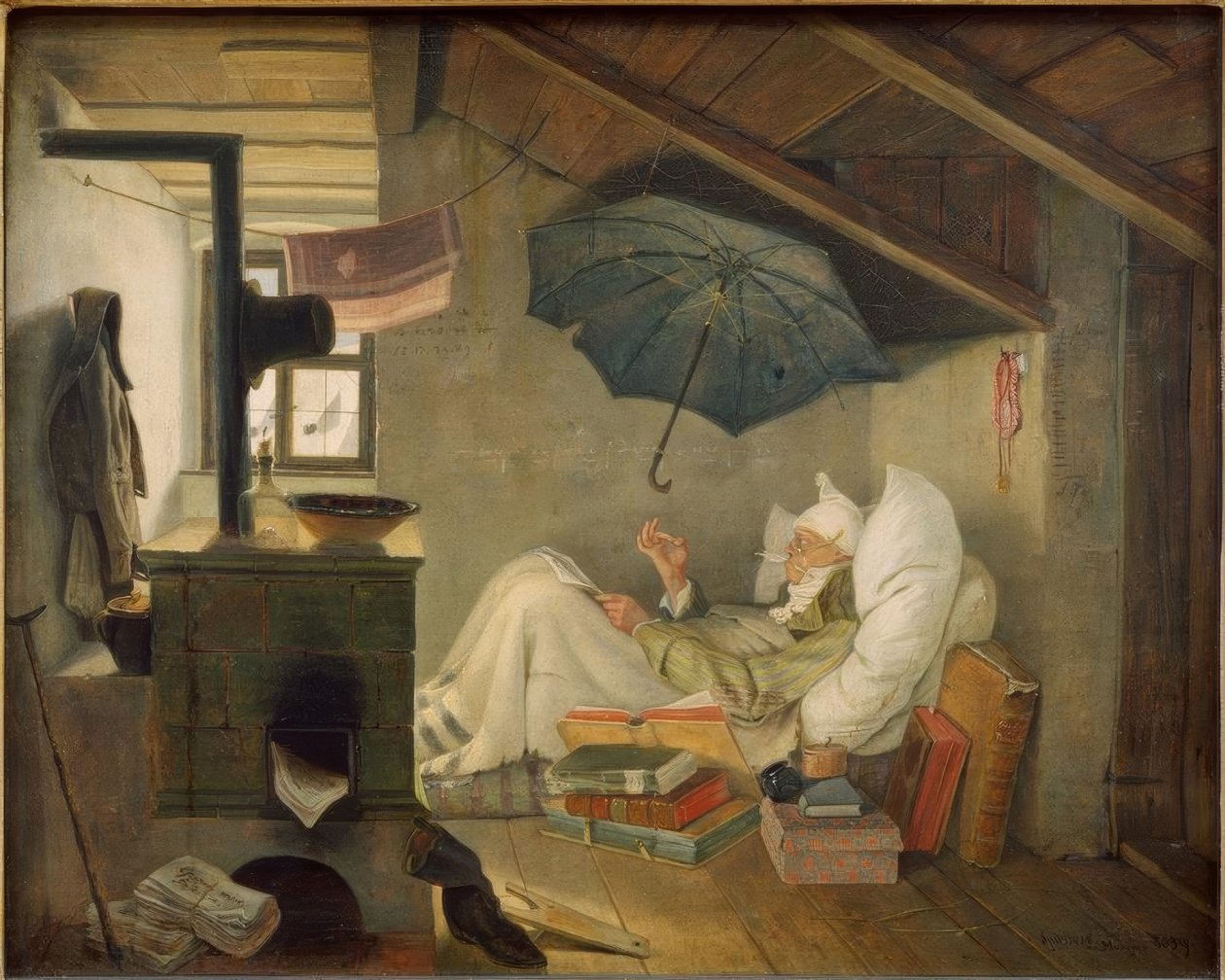 Der arme Runoilija tekijältä Carl Spitzweg