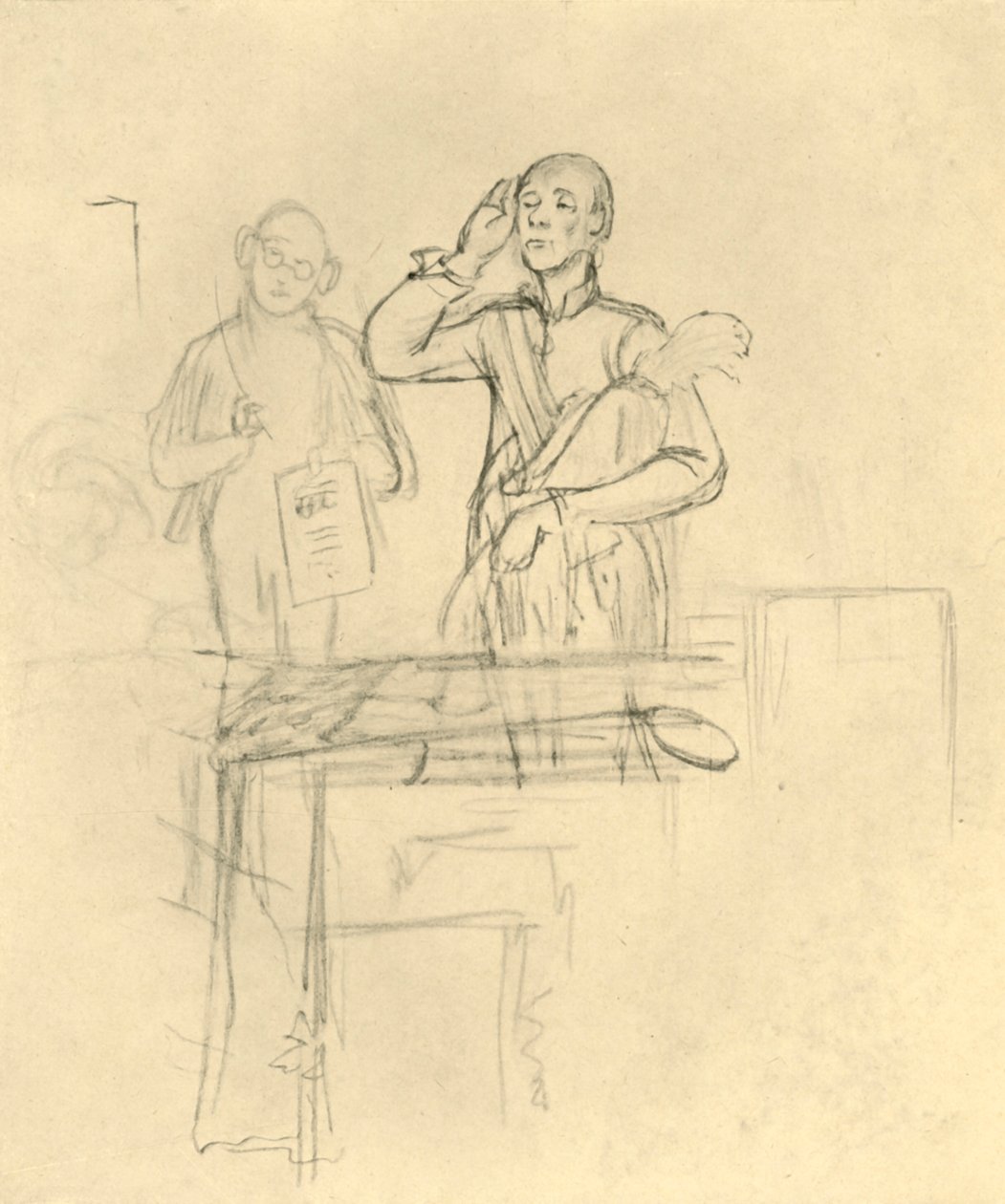 Die Meldung, 1800-luvun puoliväli, loppu, n. 1924. tekijältä Carl Spitzweg