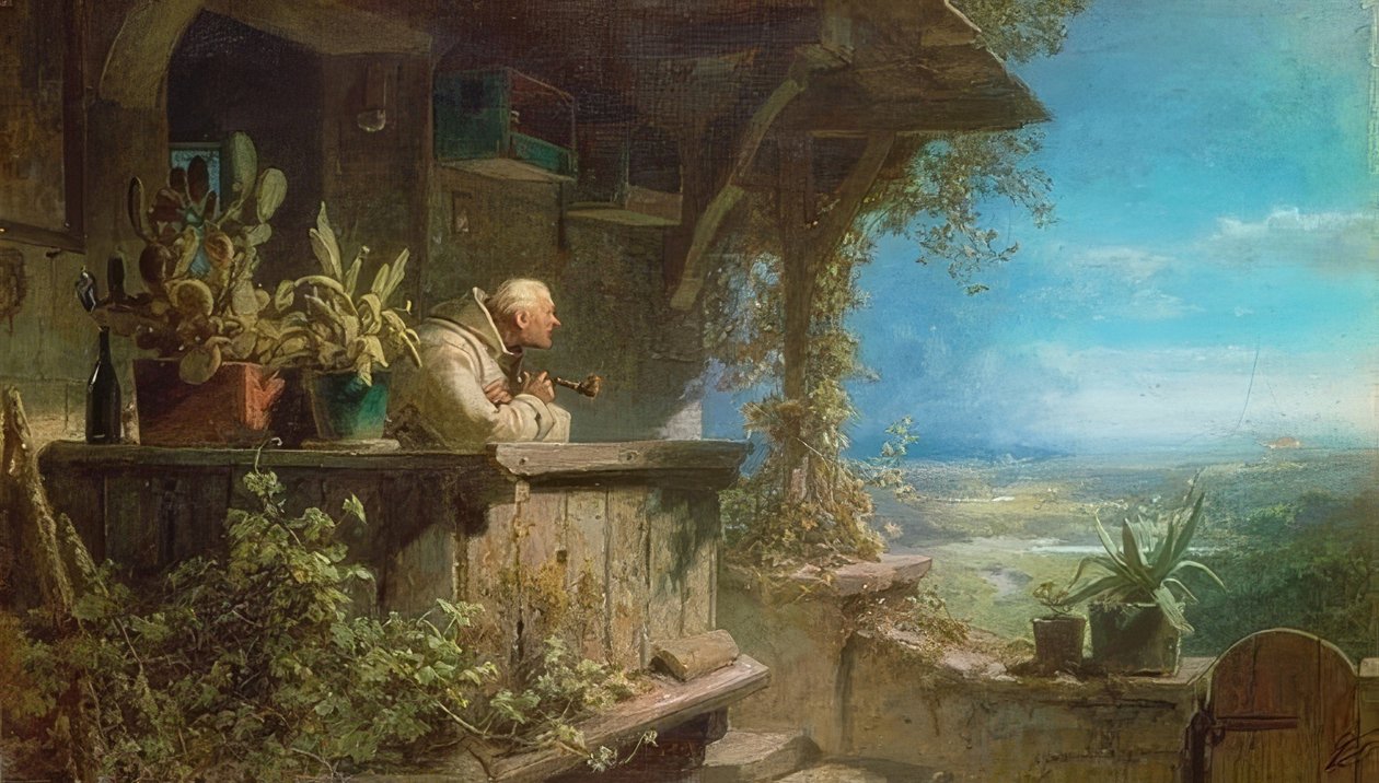 Se palaa. Noin 1860/62 tekijältä Carl Spitzweg