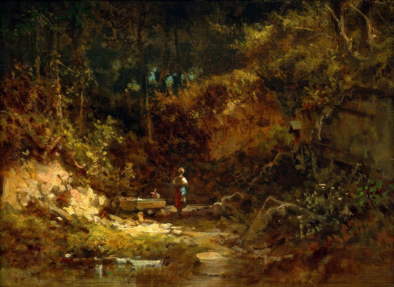 Mädchen am Waldbrunnen tekijältä Carl Spitzweg