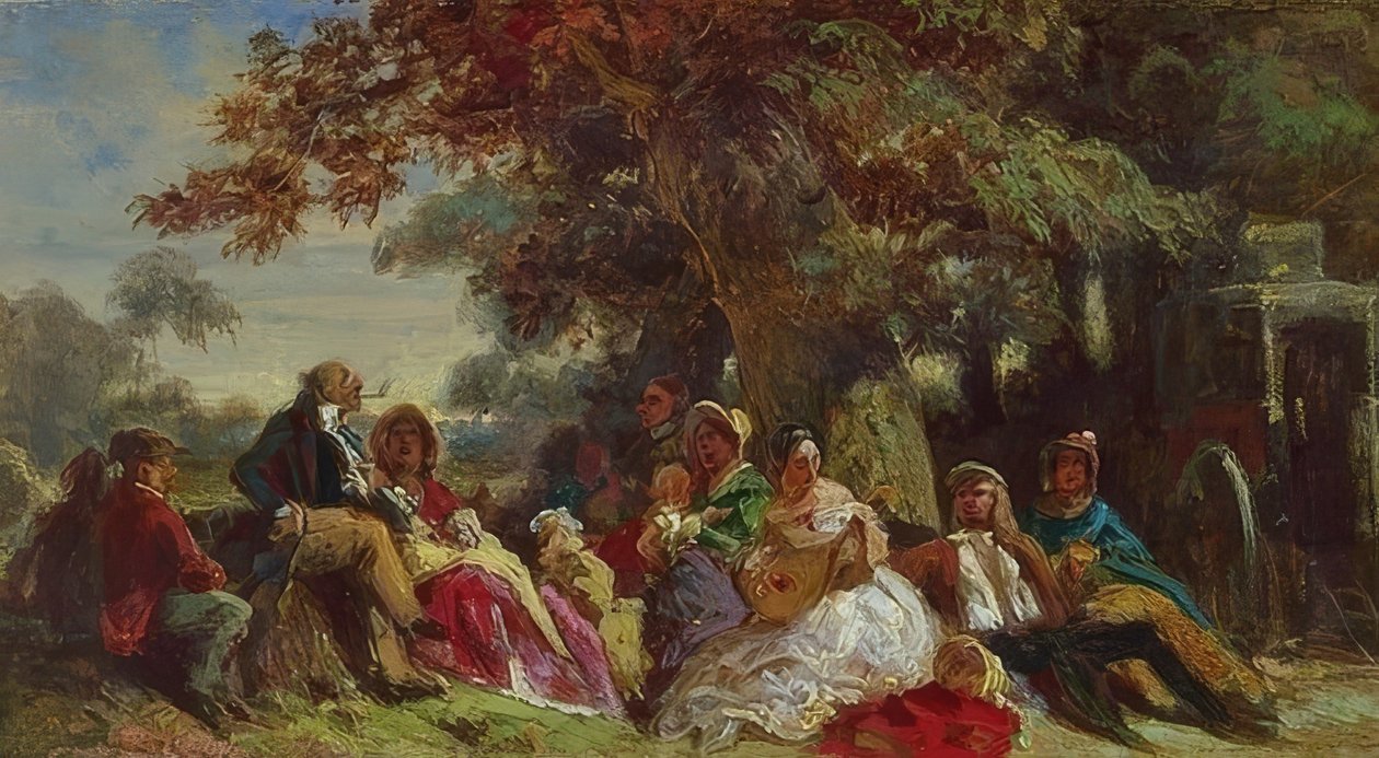 Näyttelijäyhtiö ulkoilmassa tekijältä Carl Spitzweg