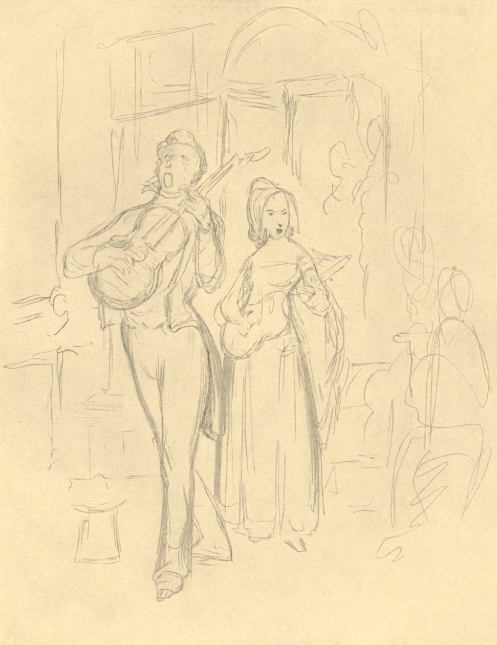 Strassensänger, 1800-luvun puoliväli, loppu, n. 1924. tekijältä Carl Spitzweg