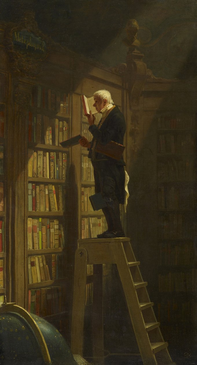 Kirjatoukka, c. 1850 tekijältä Carl Spitzweg