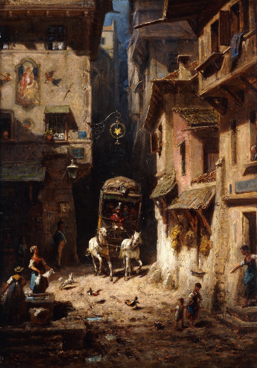Posti; Die Post, n. 1875-1880 tekijältä Carl Spitzweg