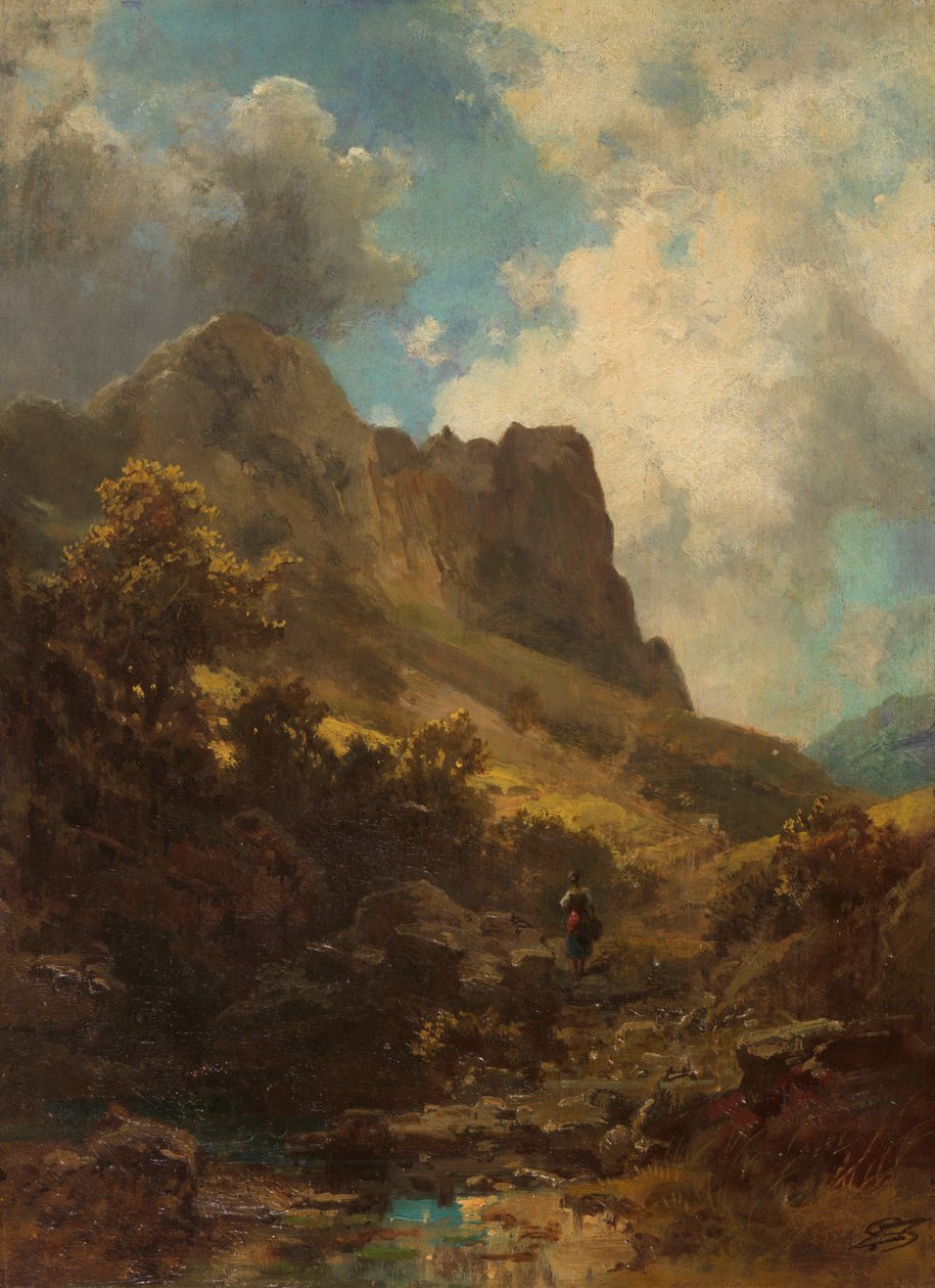 Valley Canyon With A Dairymaid, c. 1875. tekijältä Carl Spitzweg