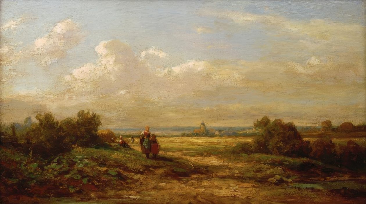 Weite Landschaft mit Wanderern tekijältä Carl Spitzweg