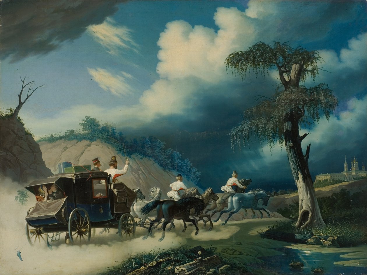 Troikka ukkosmyrskyn aikana, 1830-luku. tekijältä Carl von Hampeln