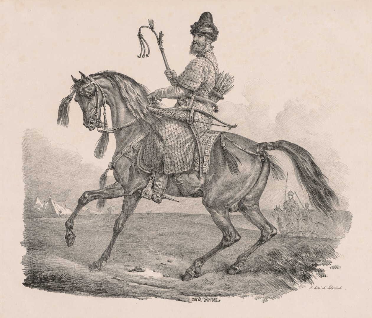 Cossack Cavalier, n. 1820. tekijältä Carle Vernet