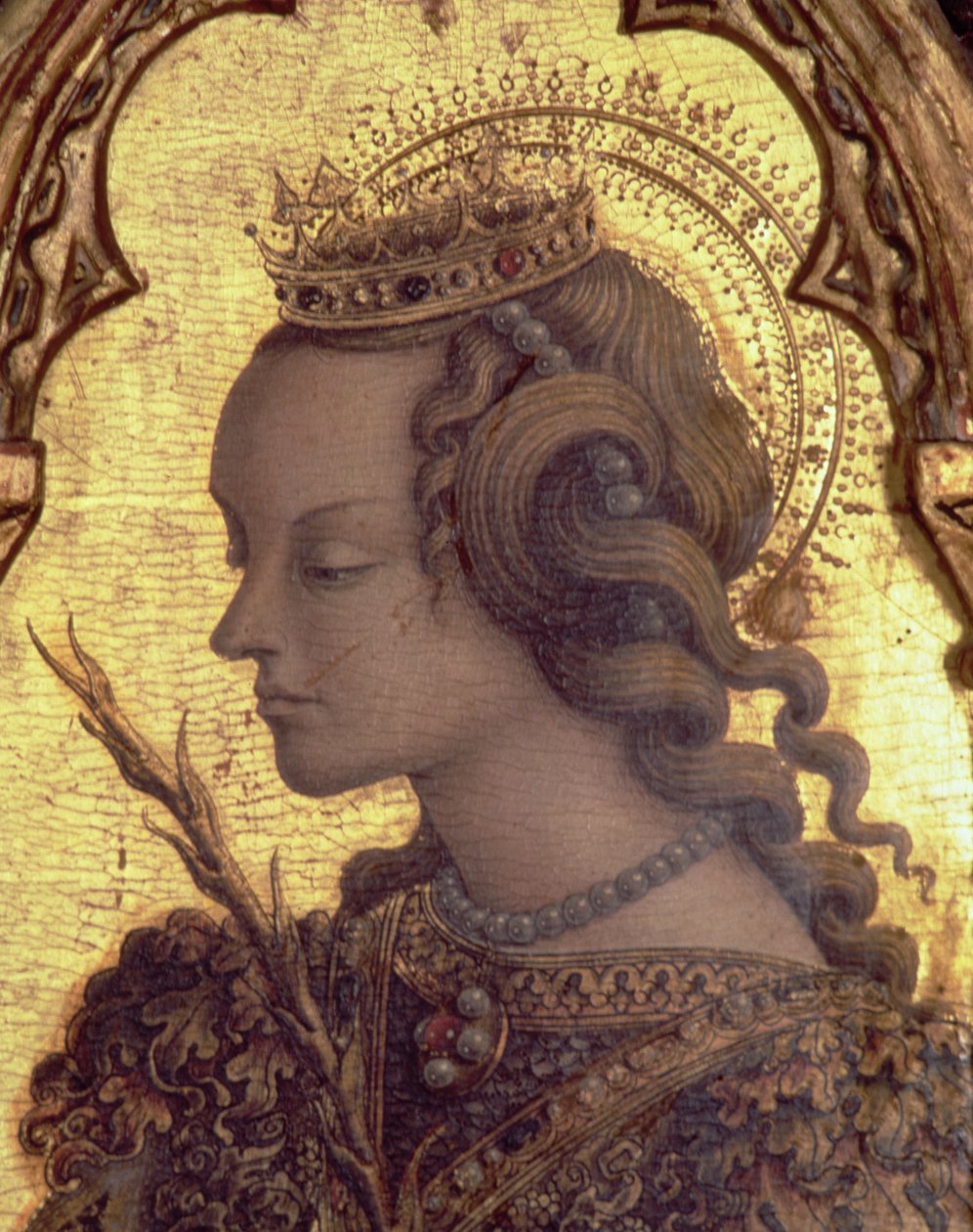 Pyhä Katariina Aleksandrialainen, yksityiskohta San Martinon polyptyykistä (tempera taulussa) (katso 76669) tekijältä Carlo Crivelli