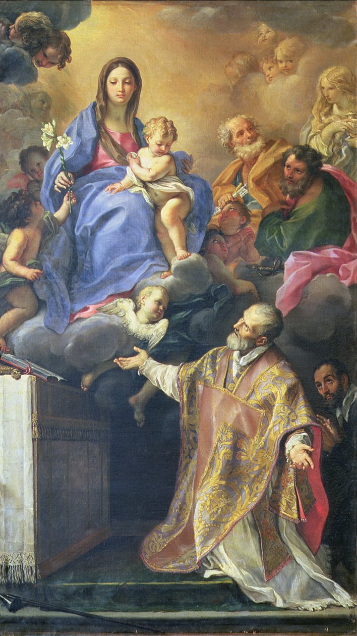 Neitsyt Maria ilmestyy Pyhälle Filippus Nerille. tekijältä Carlo Maratta or Maratti