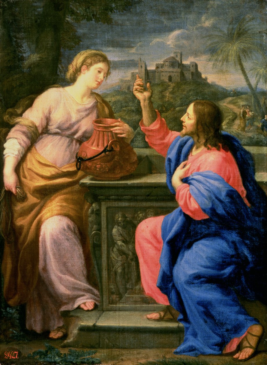 Kristus ja nainen Samariasta tekijältä Carlo Maratta or Maratti
