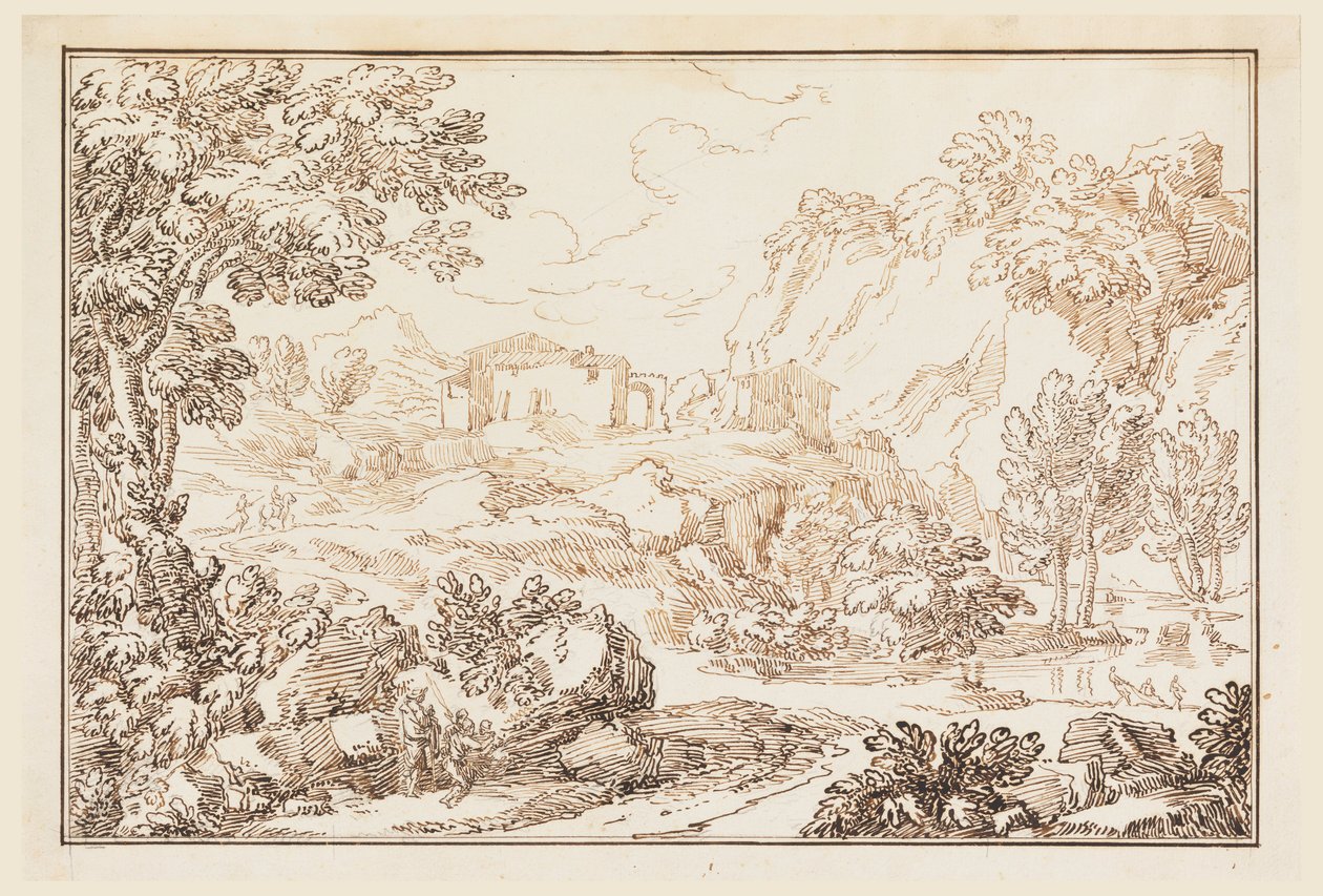 Piirustus, Maisema, 1770-86 tekijältä Carlo Marchionni