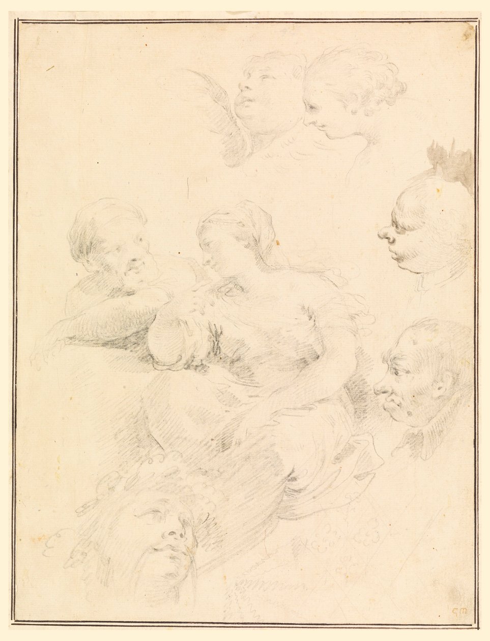 Piirustus, hahmoluonnoksia, 1775 tekijältä Carlo Marchionni