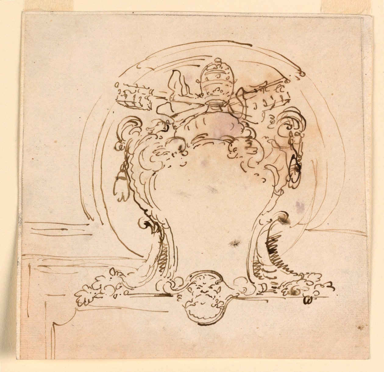 Piirustus, paavin kilpi, 1740-58 tekijältä Carlo Marchionni