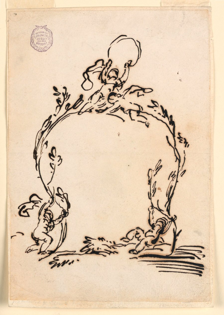 Piirustus, Kartturin luonnos, 1760-80 tekijältä Carlo Marchionni