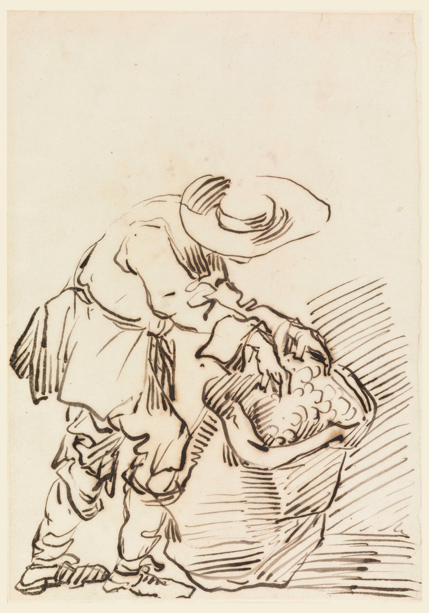 Piirros, Työläinen talonpoika, 1728-78 tekijältä Carlo Marchionni