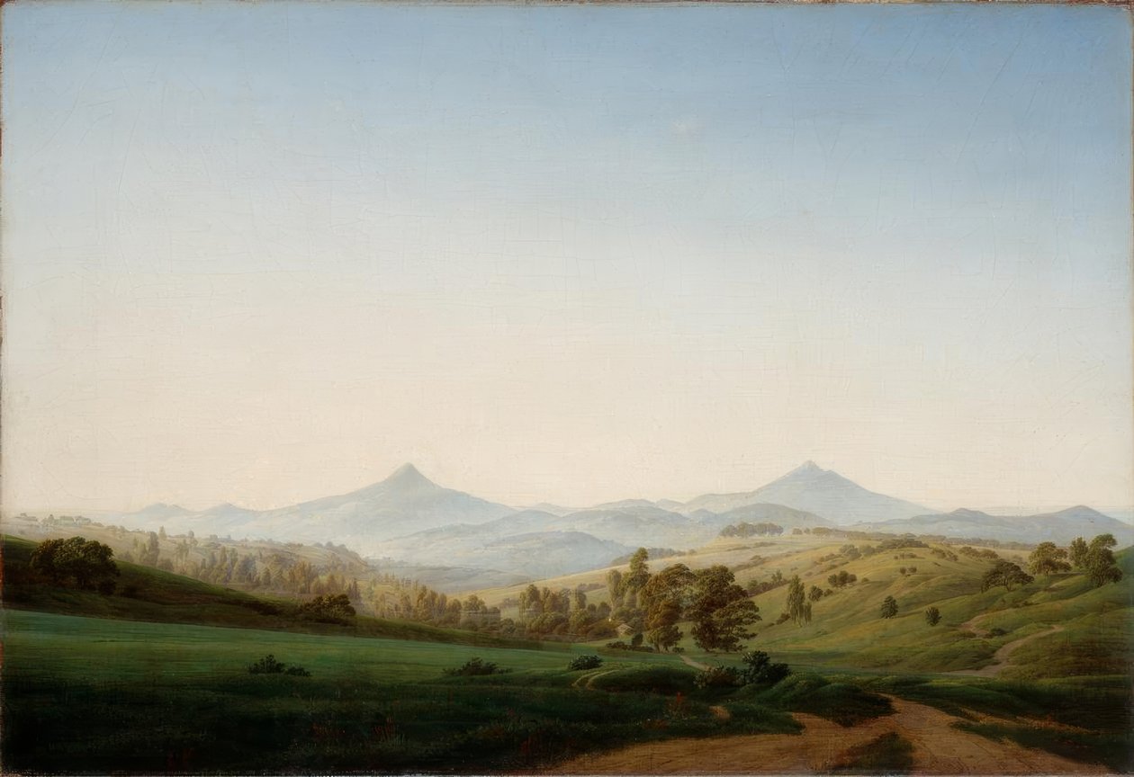 Böhmische Landschaft mit dem Milleschauer tekijältä Caspar David Friedrich