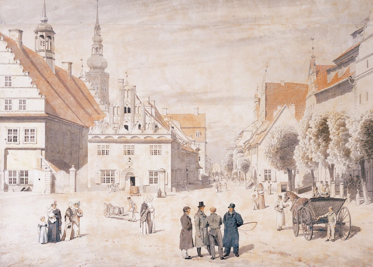 Der Greifswalder Markt tekijältä Caspar David Friedrich