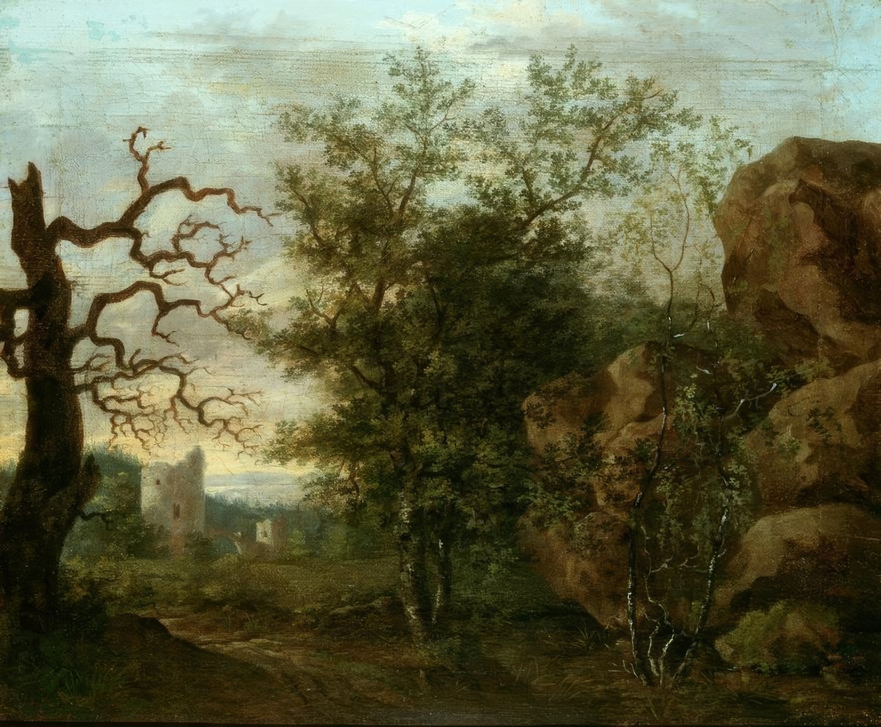 Maisema, jossa on paljas puu tekijältä Caspar David Friedrich