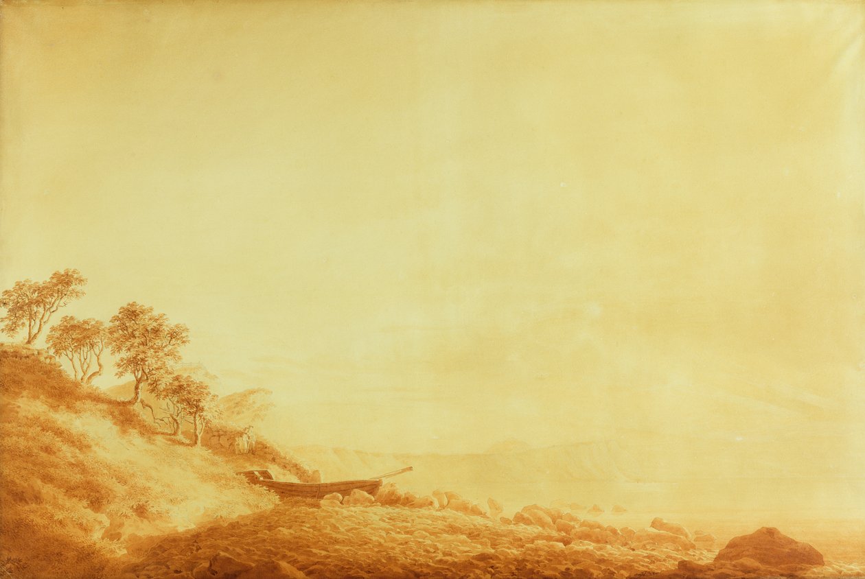Katse kohti Arkonaa auringonnousun aikaan, 1801 (muste paperille) tekijältä Caspar David Friedrich