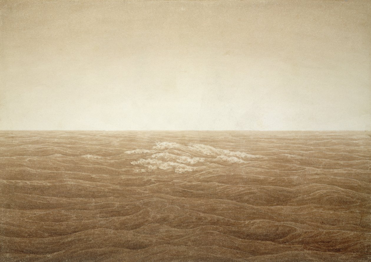 Sea at Sunrise, 1828 (seepiamuste kynällä paperilla) tekijältä Caspar David Friedrich