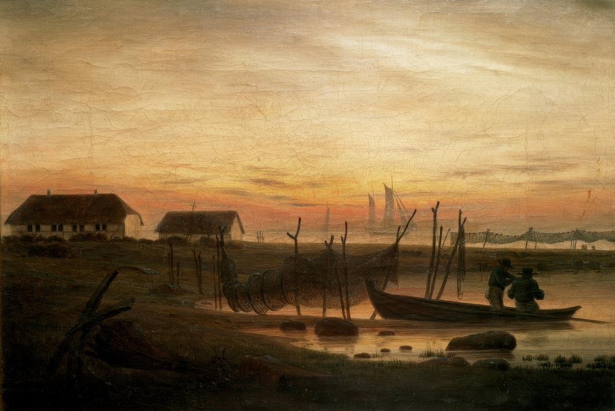 Rannikkomaisema iltavalossa tekijältä Caspar David Friedrich