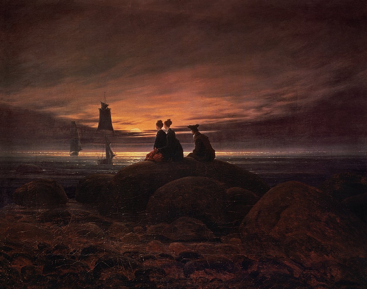 Kuu nousee meren yli tekijältä Caspar David Friedrich