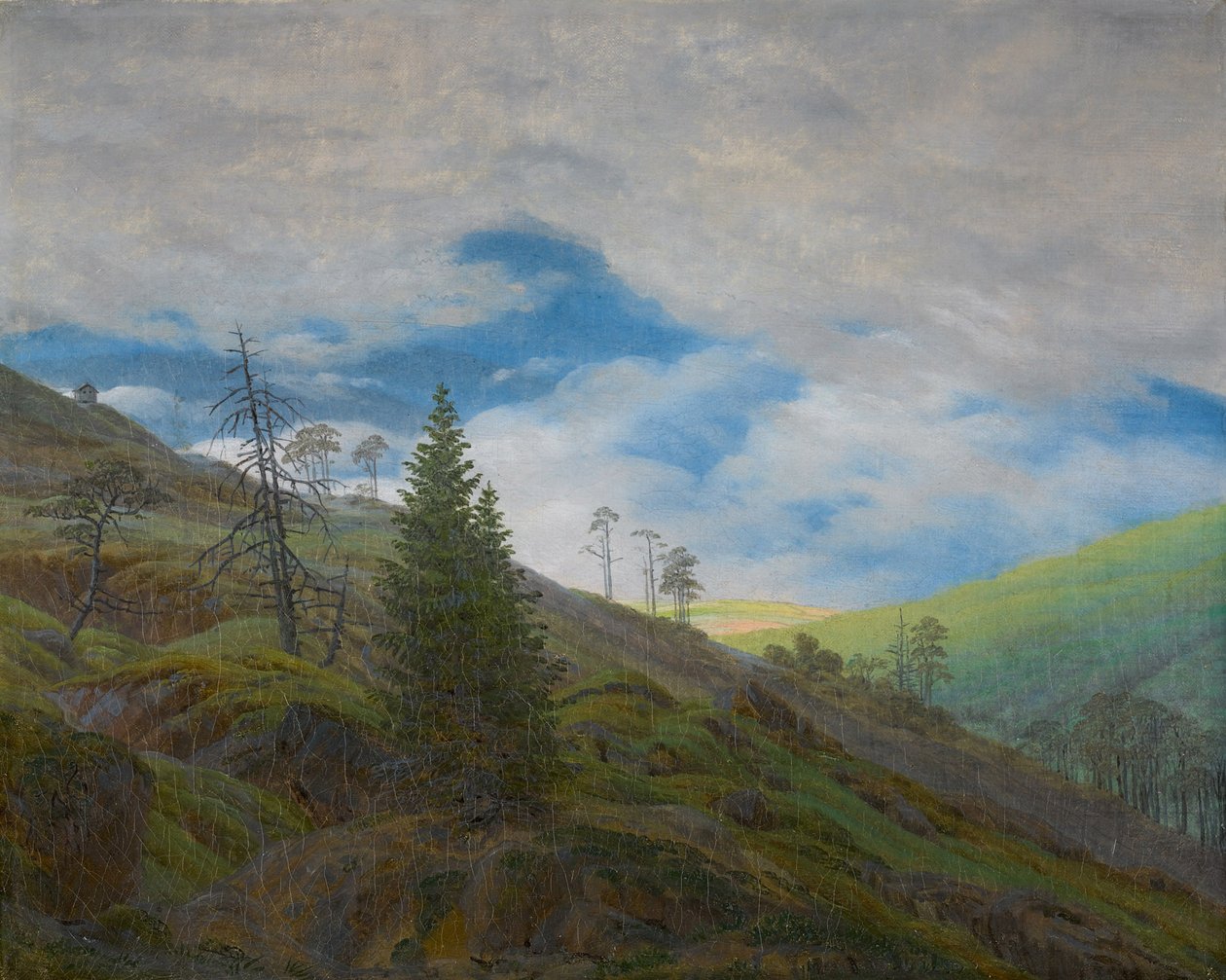 Auringonpurkaus jättiläisvuorilla tekijältä Caspar David Friedrich