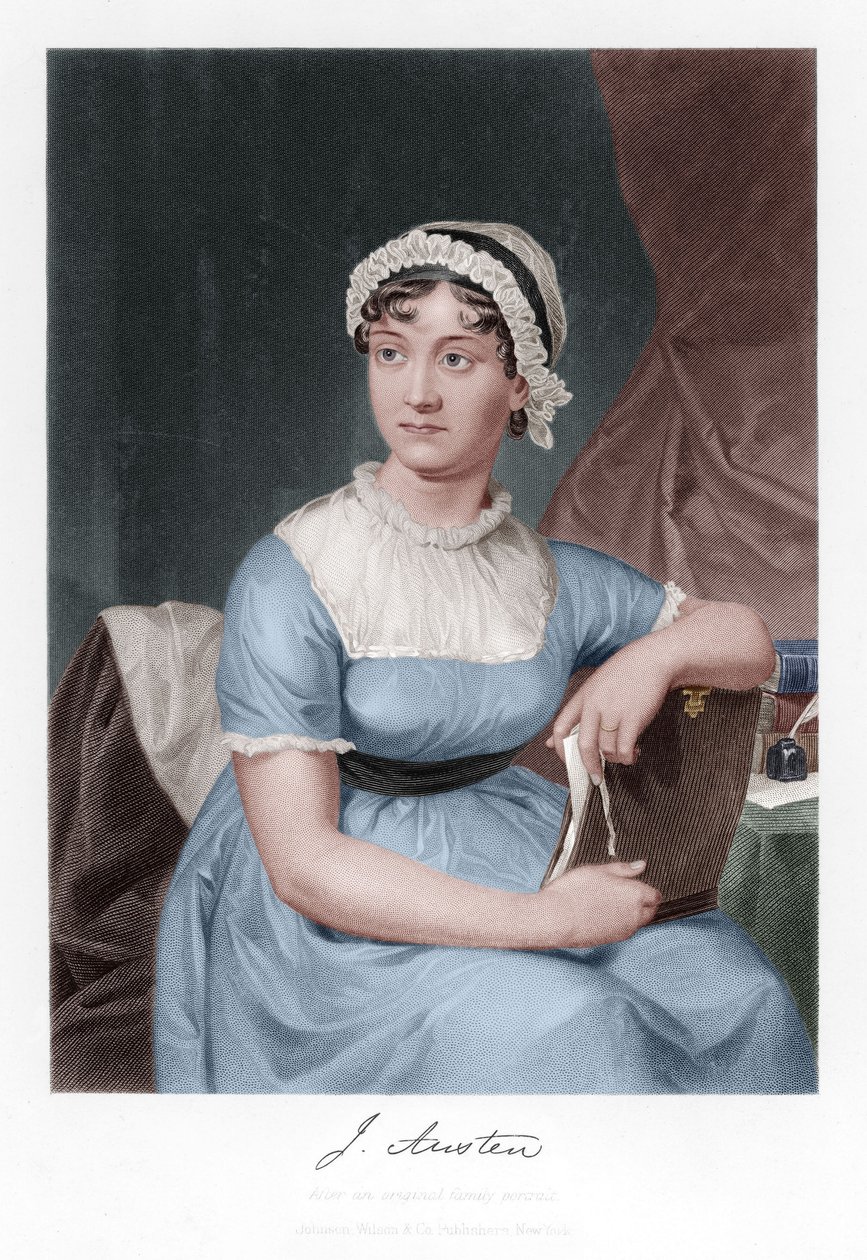 Jane Austenin kaiverrus myöhemmin väritys tekijältä Cassandra Austen