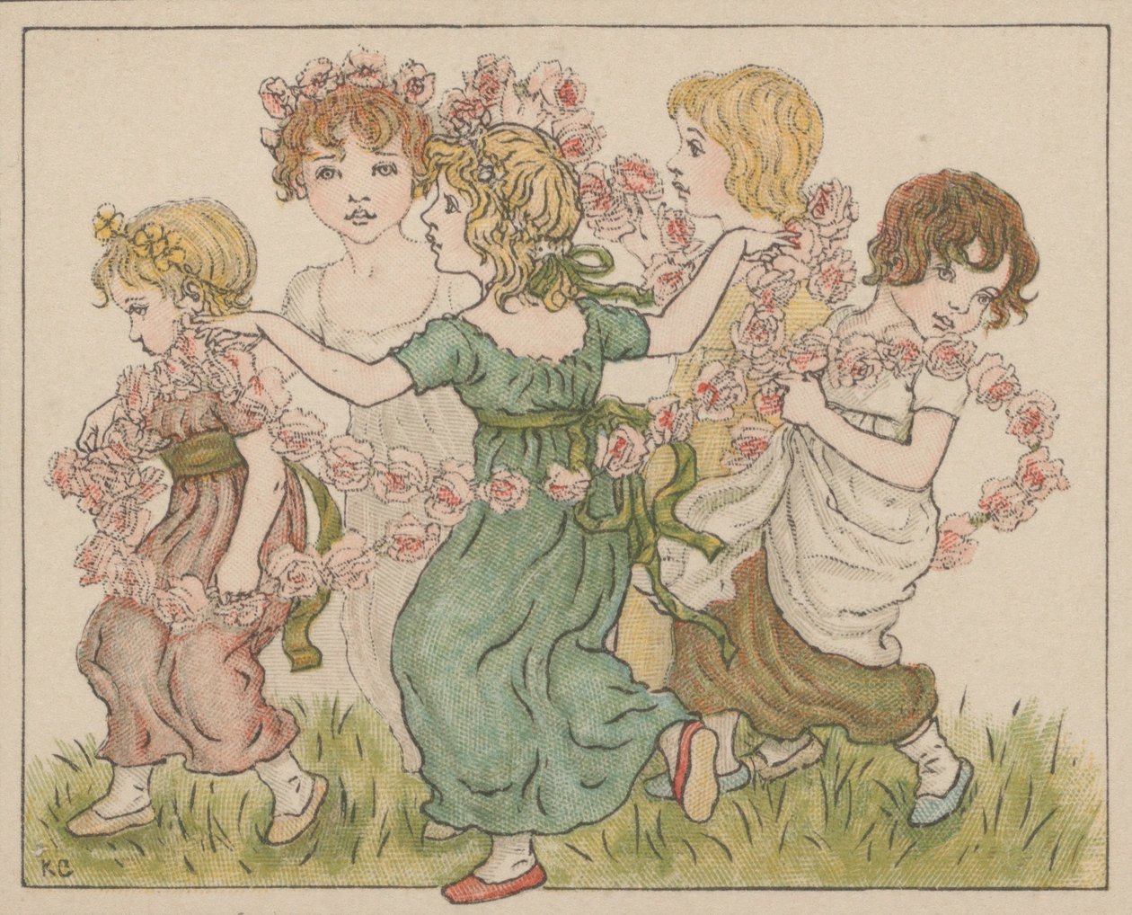 Ystävänpäivä, n. 1880. tekijältä Catherine Greenaway