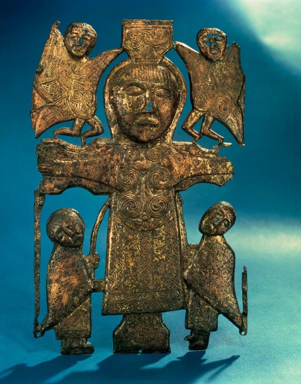 Pyhän Johanneksen ristiinnaulitsemisen plakki, 700-luvun lopulla (kullattua pronssia) tekijältä Celtic