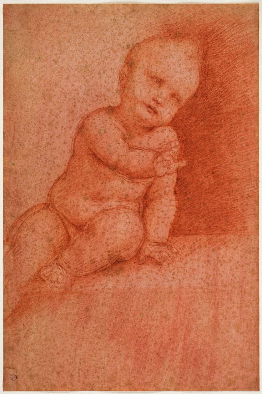 Puttotutkimus (Jeesus siunaava lapsi), 1500-luvun alku (verta punaiselle paperille) tekijältä Cesare da Sesto