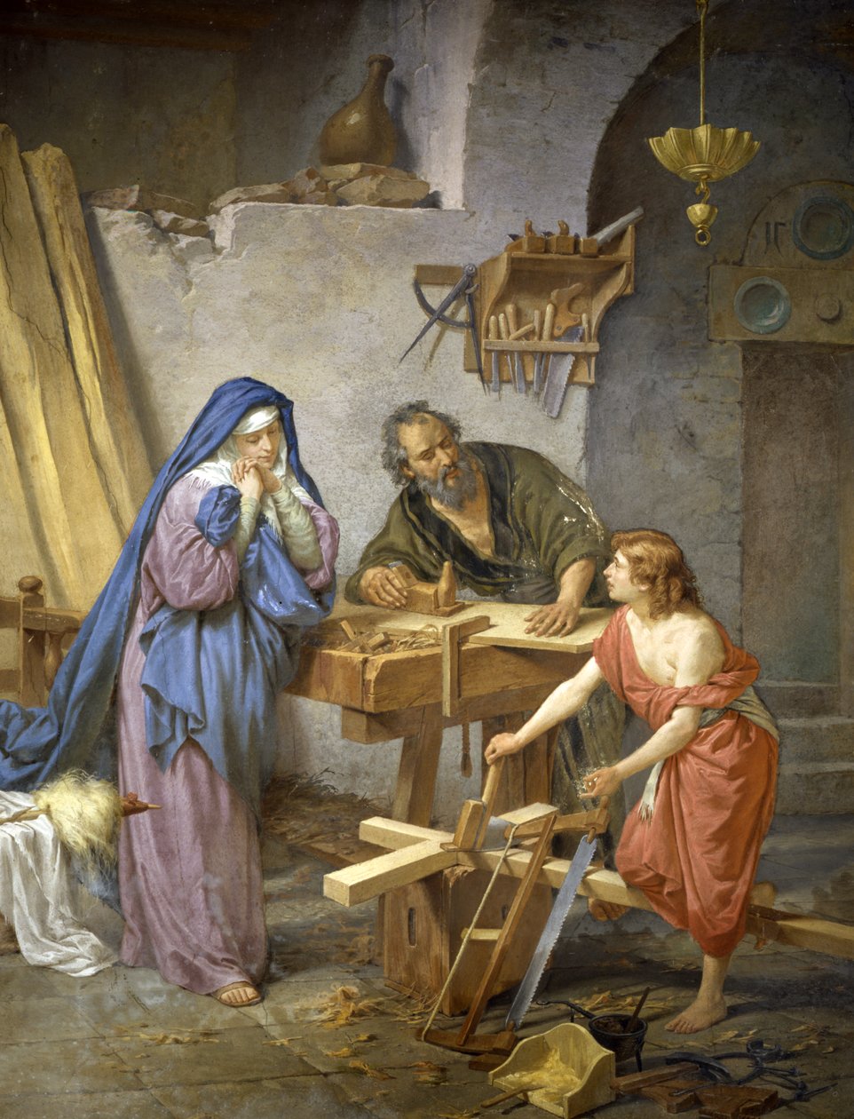 Joosef, Maria ja Jeesus puuseppässä tekijältä Cesare Maccari