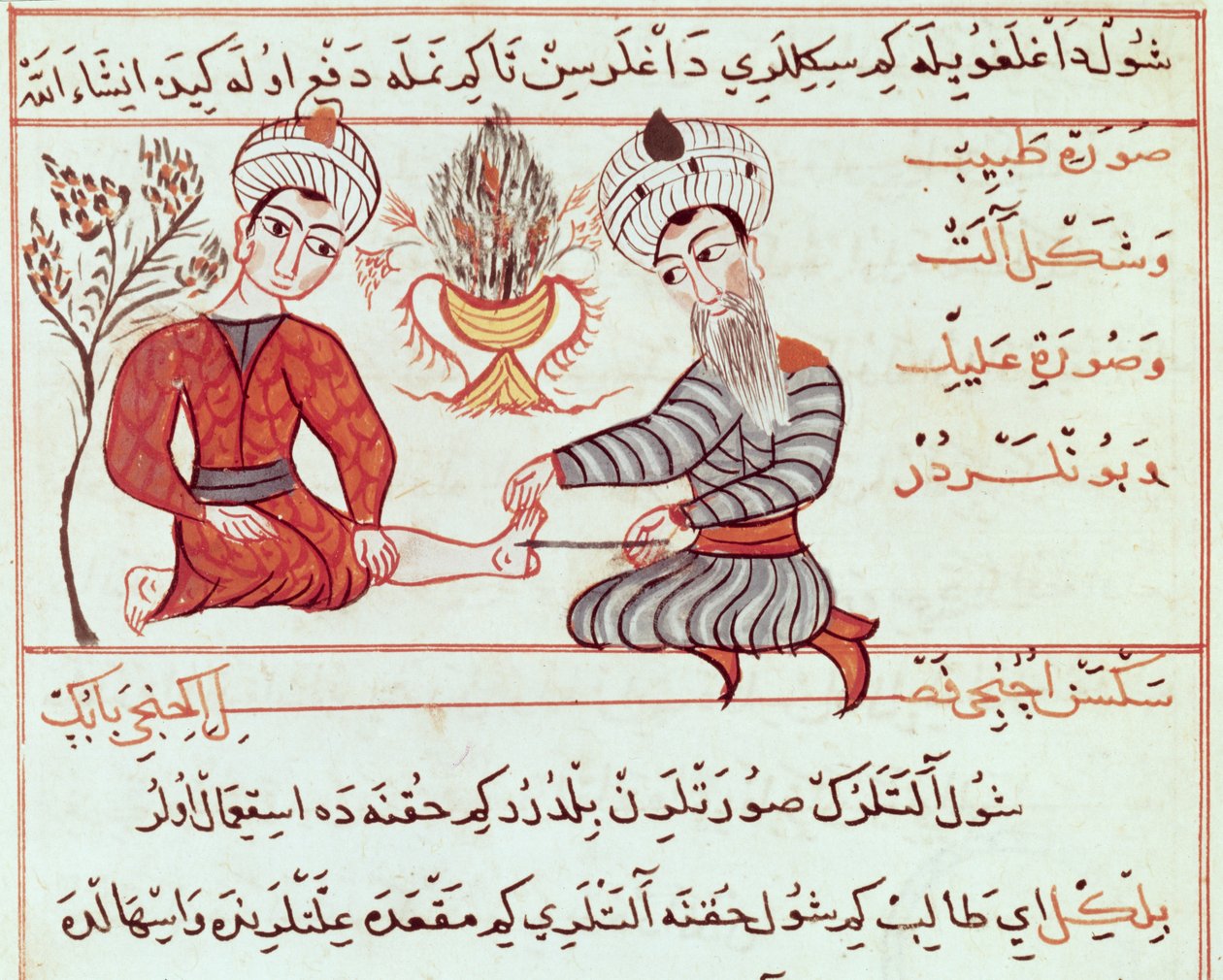 Ms Sup Turc 693 fol.125 Paisemien ja syylien hoito, 1466 tekijältä Charaf ed Din
