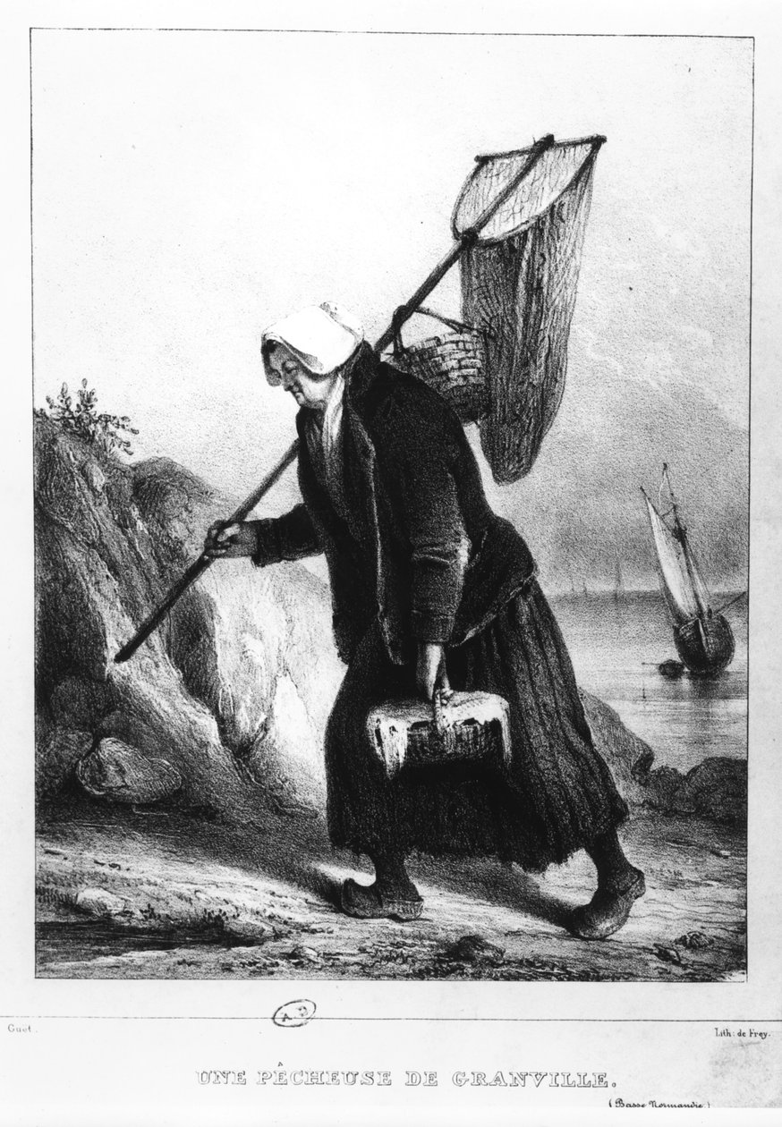 Kalastaja Granvillestä, Normandiasta, Ranskasta, n. 1840 tekijältä Charlemagne Oscar Guet