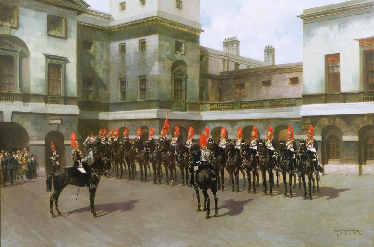 The Blues and Royals, Guard Mounting Parade, Whitehall tekijältä Charles Edouard Armand Dumaresq