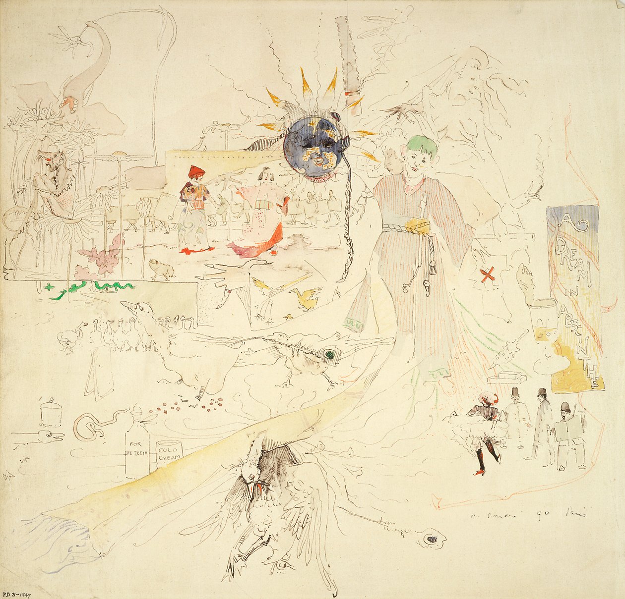 Unelma absinttia, 1890 (kynä ja muste wc:llä paperilla) tekijältä Charles Edward Conder